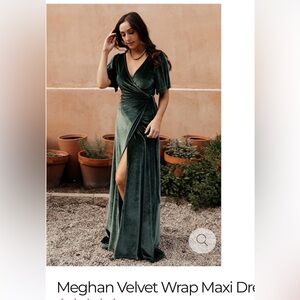 Meghan LA Velvet Wrap Maxi Dress - Green